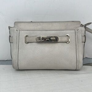 COACH Swagger Pebbled Leather Crossbody Bag Purse White Ivory Chalk 53032